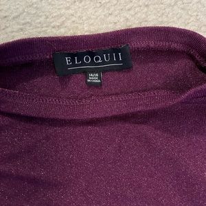 ELOQUII Purple Glitter Tie Front Lounge Sweater